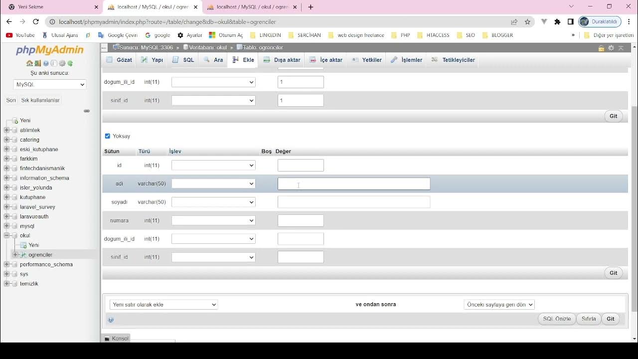 MySQL PHPMyAdmin Veritabanı İşlemleri İlişkisel Tablolardan Veri Çekme ...