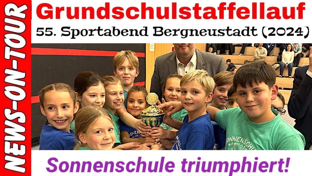 55. Sportabend Bergneustadt 2024: Sonnenschule siegt beim Grundschulstaffellauf in der Burstenhalle