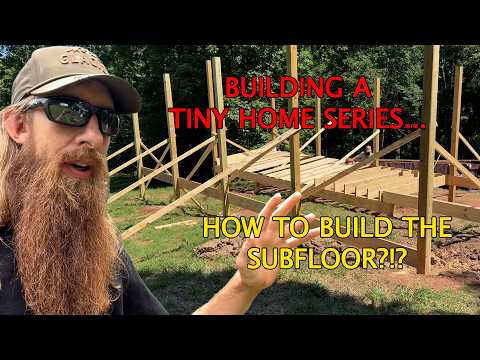 Installing floor joists and subfloor in the tiny house. #narrowwayhomestead #offgrid #tinyhouse