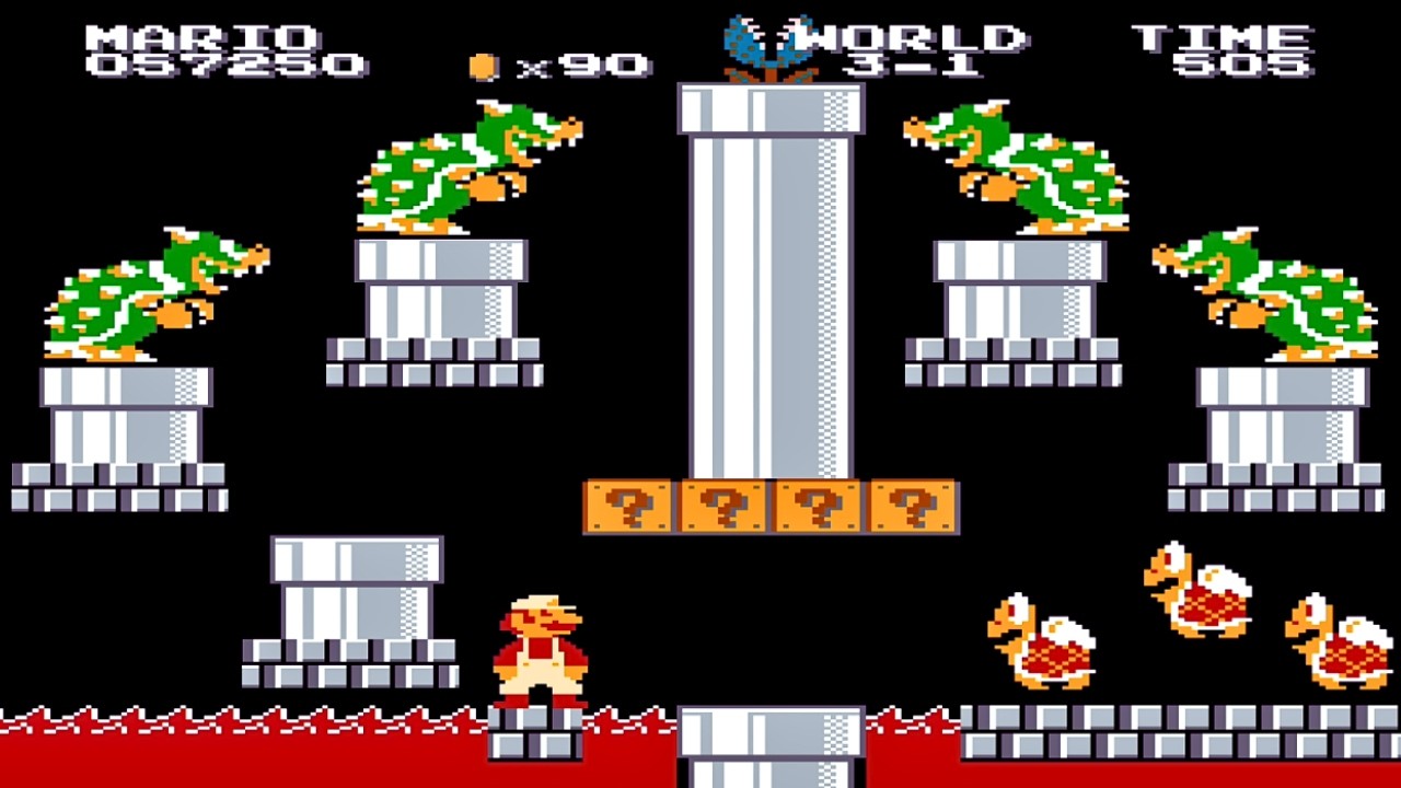 Bowser Castle Part2! Nes Super Mario Bros Walkthrough