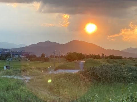 亀岡市　亀岡盆地の夕陽 2025 .7 .13