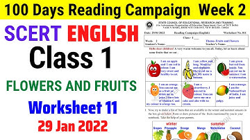 Class 1 English Week 2 Worksheet 11 | Class 1 Reading Campaign Week 2