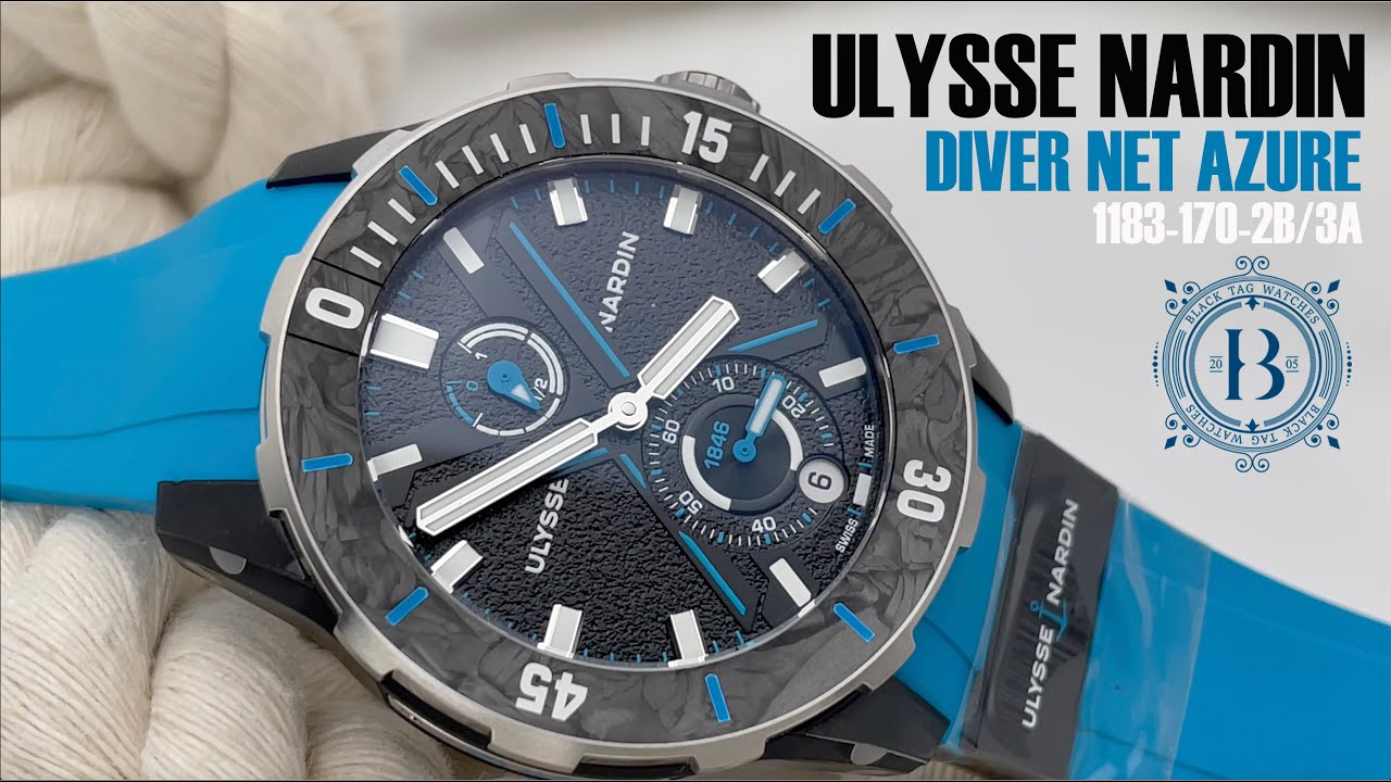 nesessaire すずらんプルオーバー Diver NET Azure Ø 44 mm 1183-170-2B/3A Watch | Ulysse Nardin