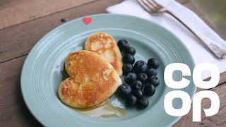 American style heart shaped pancakes