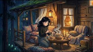 Rainy Night in a Hidden Treehouse | Cozy Lantern Light, Cooking & Forest Rain