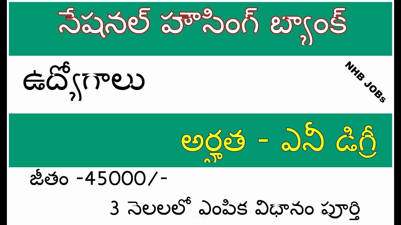 Jobs in National Housing Bank (NHB)-Notification Details