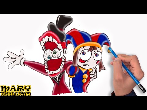 How To Draw CAINE AND POMNI from The Amazing Digital Circus | Easy ...