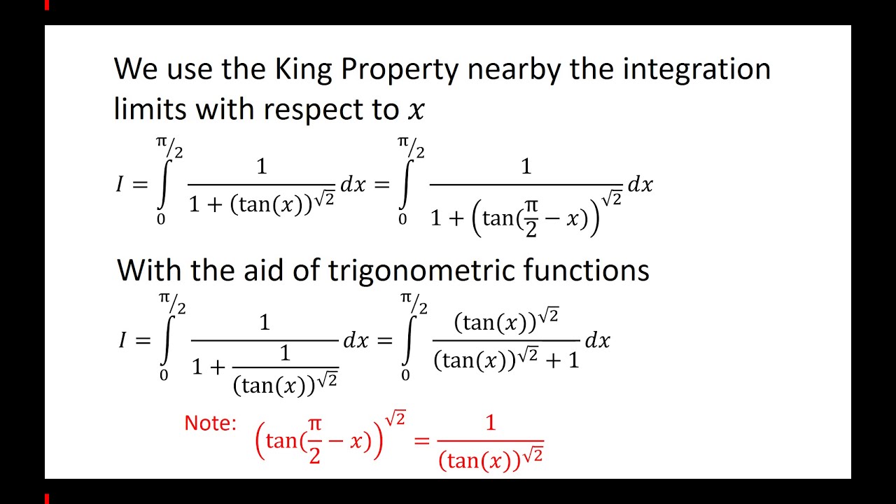 Putnam Exam Integral Integral of 1/(1+tanx^sqrt(2)) from 0