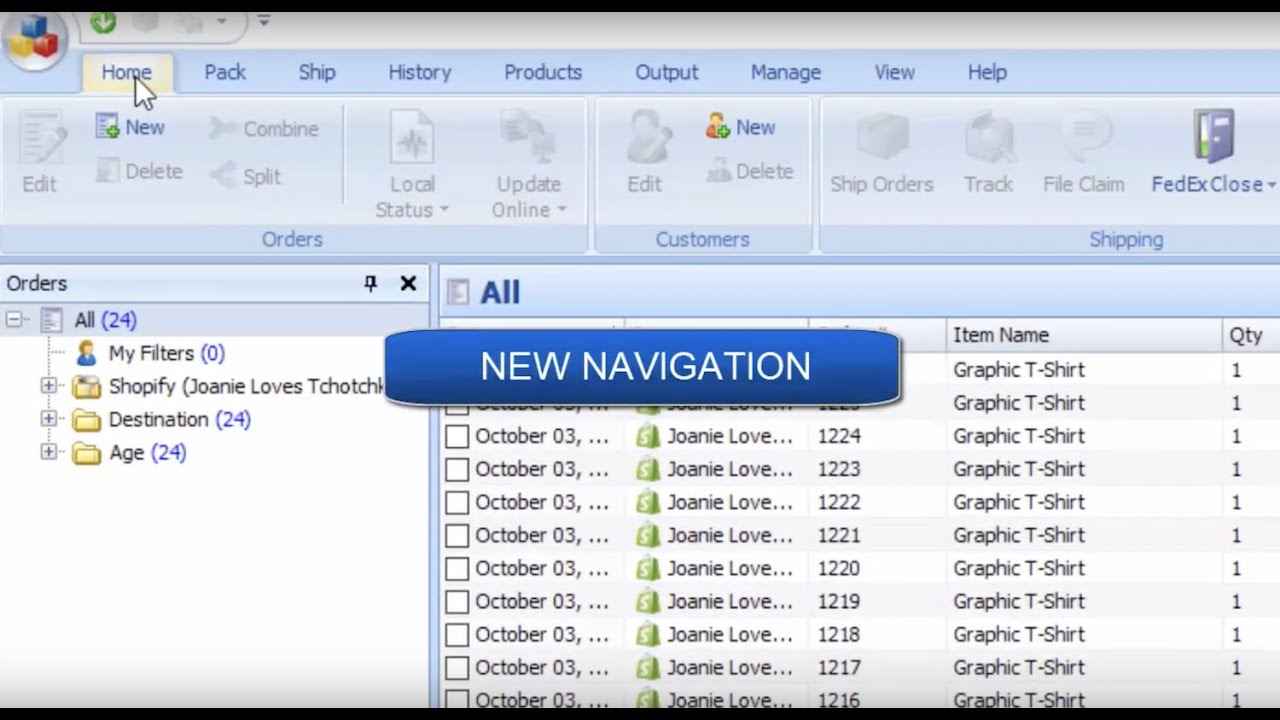 New ShipWorks Navigation