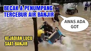 Kejadian Lucu Saat Banjir Tercebur ke Dalam Selokan