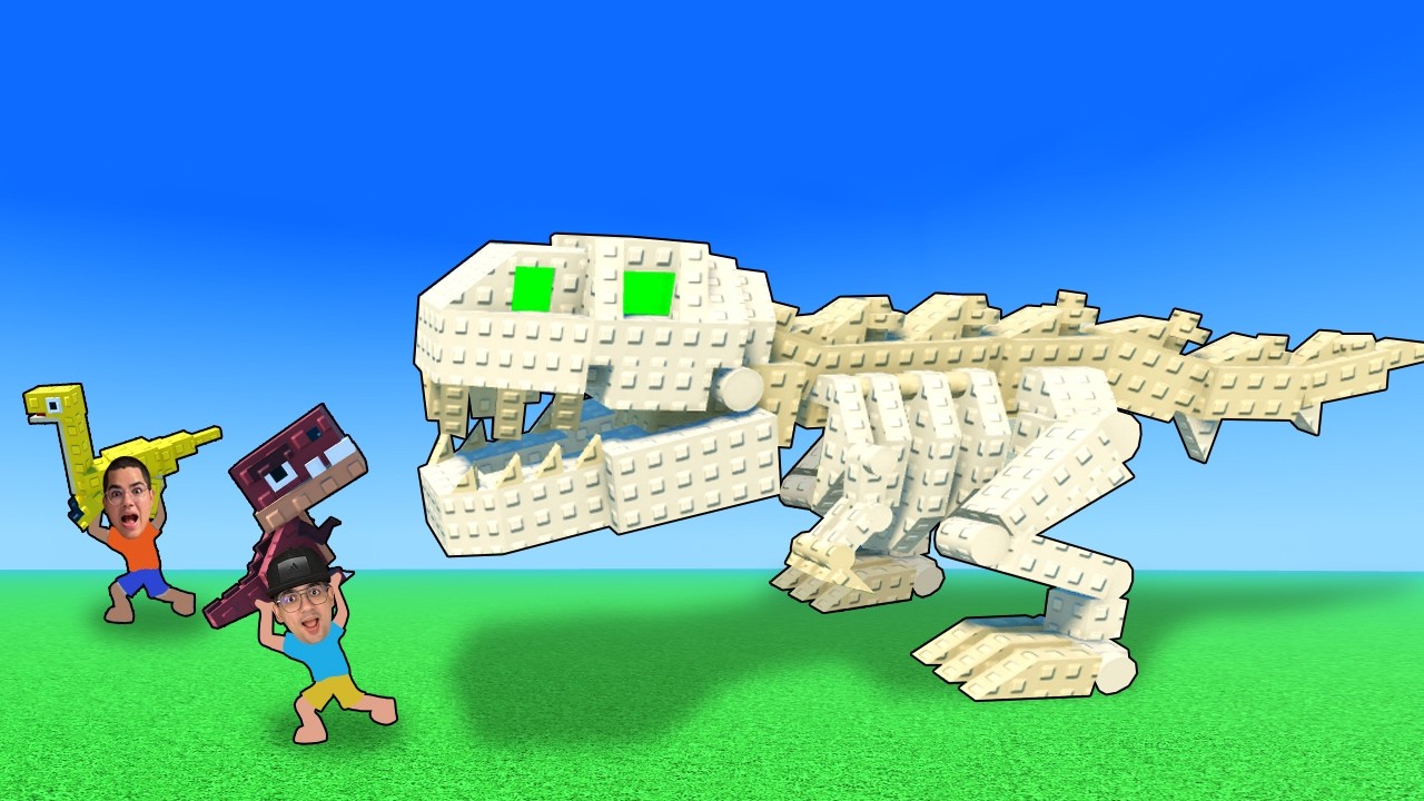 TEMOS QUE SALVAR OS DINOSSAUROS FILHOTES DO ESQUELETO DE T-REX GIGANTE!