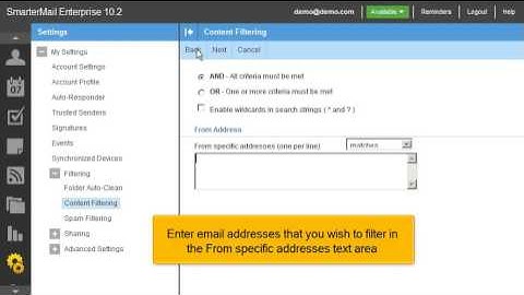 How to setup content filtering in SmarterMail