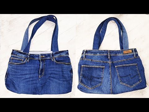 Сумка из старых джинсов за 10 минут! DIY Jeans remake BAG ( recycled denim)