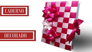 CADERNO DECORADO COM FITA DE CETIM CADERNO DECORADO COM FITA DE CETIM