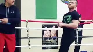 Canelo Álvarez bailando el movimiento naranja