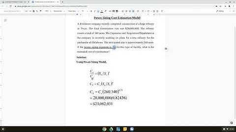 Power Sizing Cost Estimation Model