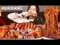 MUKBANGㅣASMR 야식으로 쫀득쫀득한 족발❤️‍🔥🍖매콤새콤한 막국수랑 함께 쌈싸서 먹방!! (ft.보리 라면 먹방) Jokbal, Noodles, Bori's ramyun