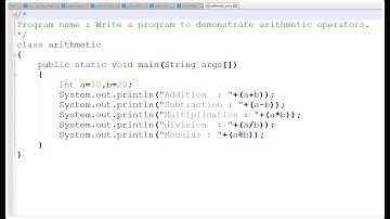 22nd video of Java || Arithmetic operators || Program