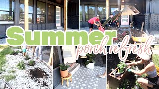 SUMMER PORCH CLEAN AND DECORATE | STARTING OUR LANDSCAPING PROJECT | OUTDOOR CLEANING MOTIVATION