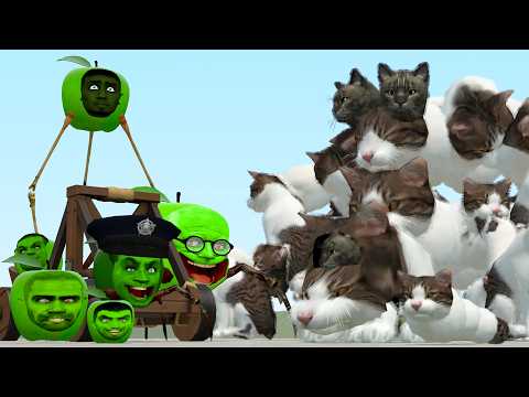 All Kitty City From Cyriak Creatures Vs All New Sakadung Apple Family In Garry's Mod