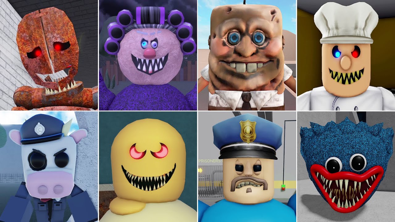 Scary Roblox  Speed Run in 8 Obby COW COP'S PRISON - ESCAPE CREEPBOB - BARRY'S RUN - GRANDMA'S HOUSE