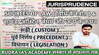 विधि के स्त्रोत।Jurisprudence। Sources Of Law। Vidhi k Strot।What Is Custom, Legislation, Precedent
