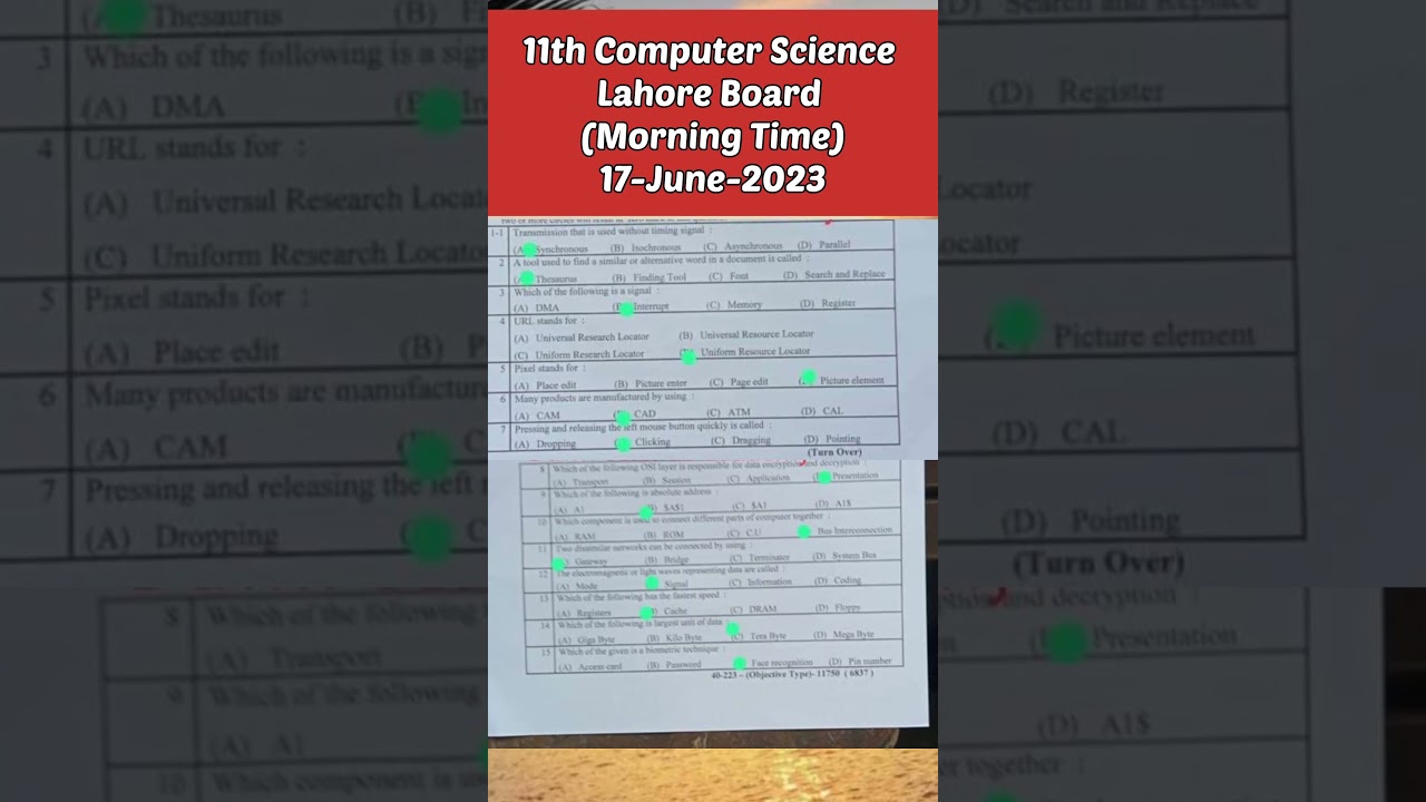1st year Computer Science Lahore board group1 solved paper 2023 ||