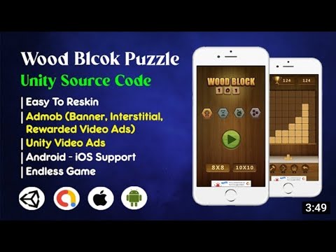 wood block puzzle unity game source code - unity asset - YouTube