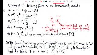 Dimensional Analysis Practice Questions Quiz 1