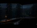 Cozy Rain in a Glass Forest Cabin | Rain & Distant Thunder, No Music — 8 Hours