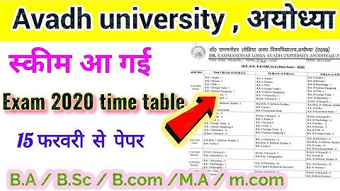 Avadh university exam scheme 2020 // B.A/ B.Sc / B.com exam 2020 time table ,