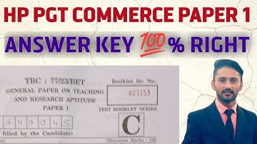hp pgt commerce answer key 2024 l hppsc pgt commerce exam answer key 2024 l hp pgt commerce exam ll
