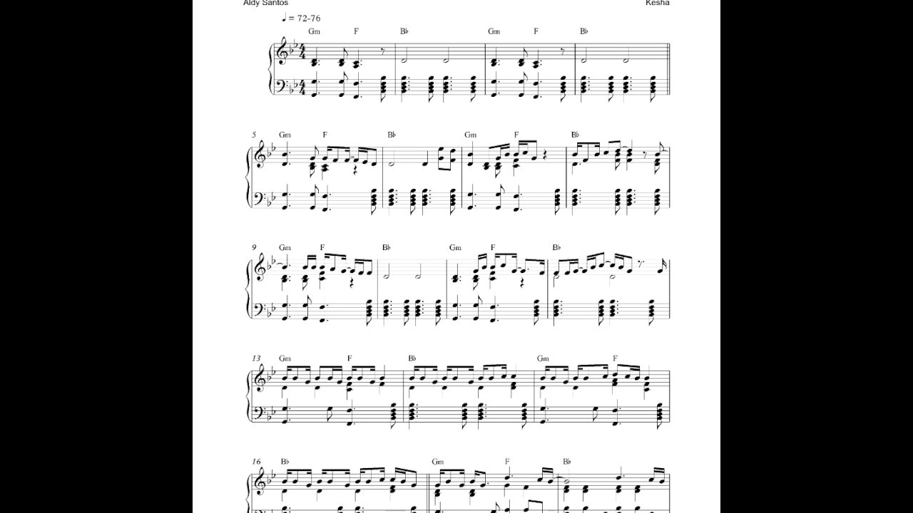 Praying Kesha Piano Cover Sheet Music Youtube