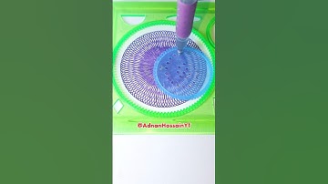 large size purple color circle drawing with green spirograph #asmr