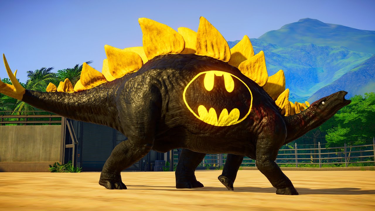 Estegossauro do Batman vs Dinossauro Rex Verde - Jogo de Dinossauro Jurassic World Evolution