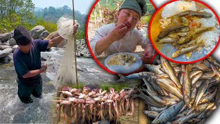 Fish Hunting cooking & eating in the river || Fishing In Village River of Nepal || Fish Curry recipe