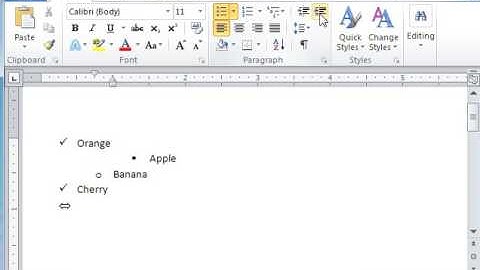 Word 2010 Promoting Or Demoting Bullet Levels