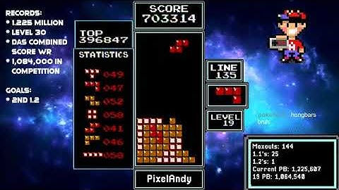 NES Tetris - 1,257,254 #3 Highest DAS Score of All-Time