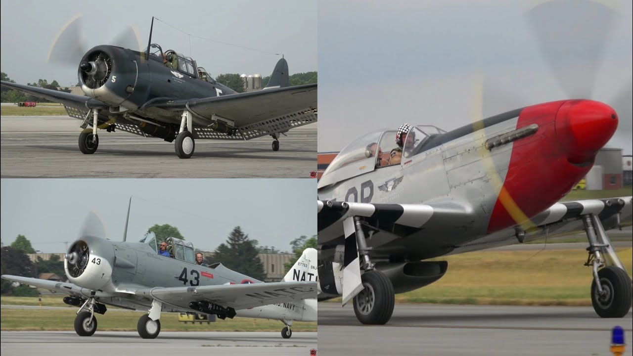 WWII WEEKEND 2023 Part 1 @ Reading Airport 🛫: P-51,B-25 ,T-6 Texan, and more
