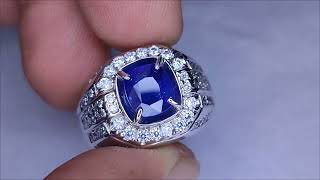 Natural Royal Blue Sapphire Srilanka 2.5ct GRI Crystall Good Luster Perak Custom Pesenan Tebal Mewah