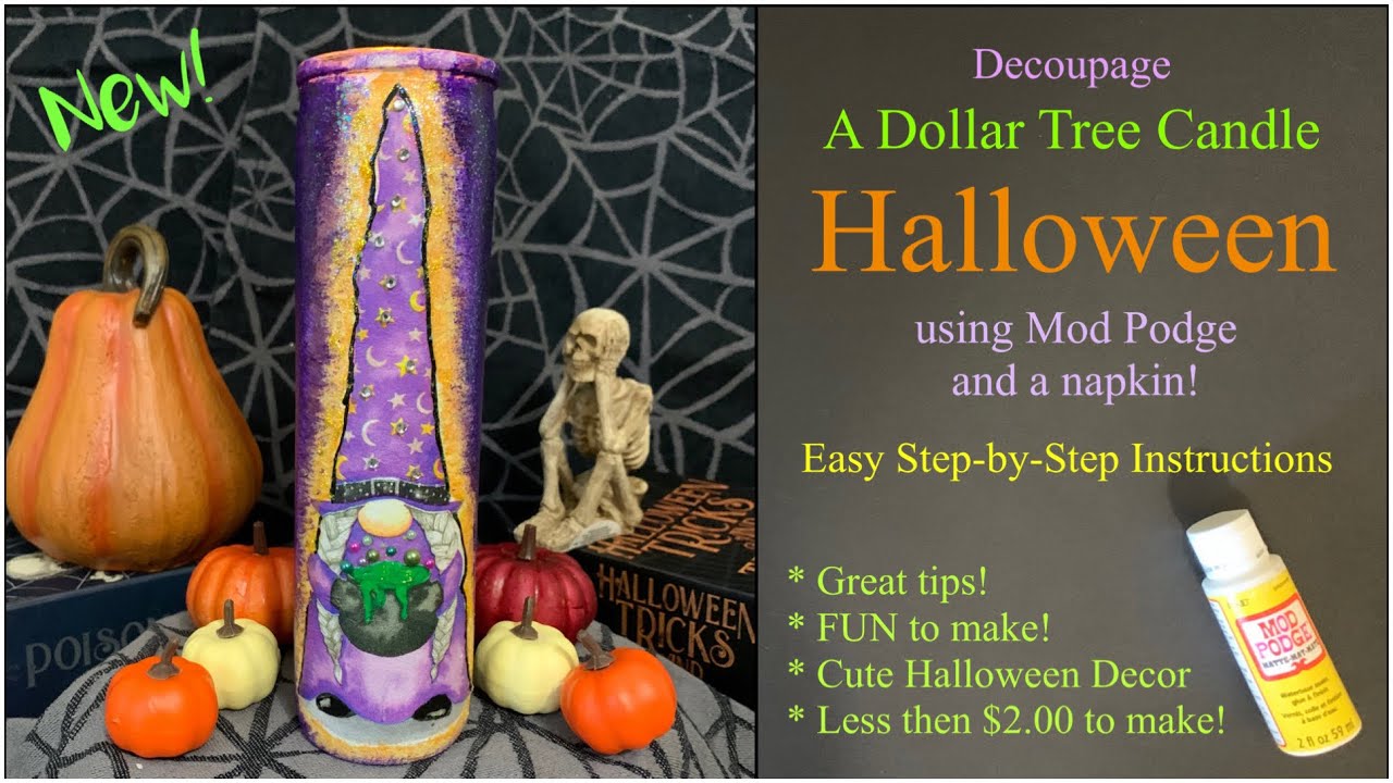 Easy Decoupaging with Fabric {Halloween Treat Bucket}