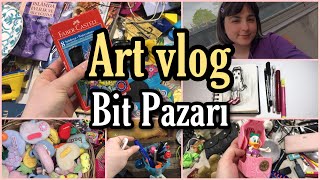 Art Vlog Bit Pazarında Kırtasiye Alışverişi Aldığım Ürünlerle Çizim Yapıyorum 