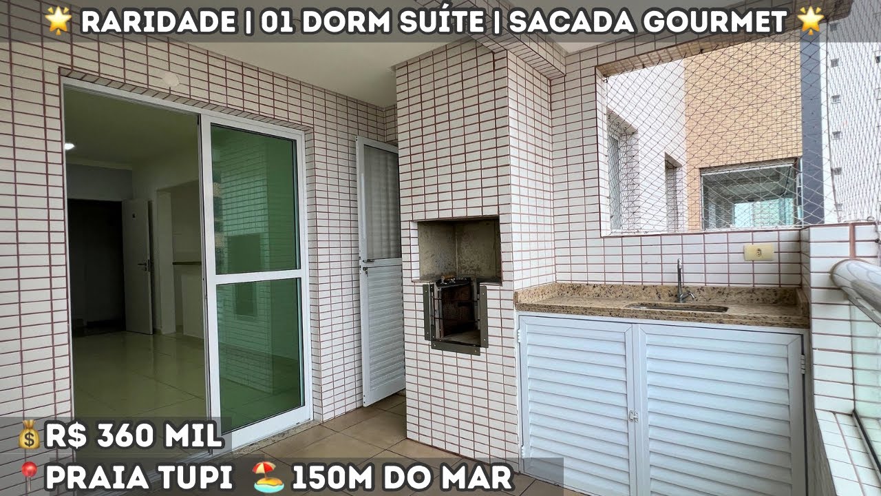  01 Dormitório SUÍTE em Praia Grande! 👀61m², Sacada Gourmet & Lazer Completo a 150m da Praia Tupi🏝️