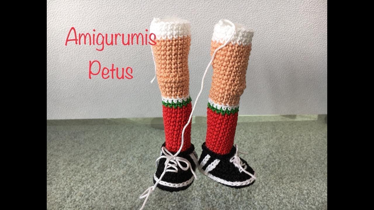 Muñeco futbolista SEGUNDA PARTE, como tejer tenis amigurumis Petus