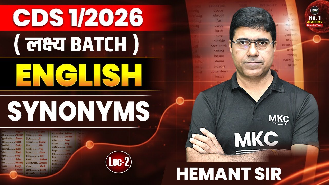 CDS 1 2026 English | Synonyms Lecture-2| Complete Concepts & Exam ...