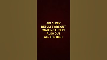 SBI CLERK RESULT | WAITING LIST OUT| SBI CLERK | SBI