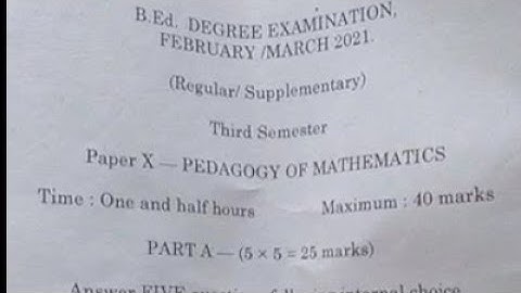 ACHARYA NAGARJUNA UNIVERSITY B.E.D A.P pedagogy of mathematics