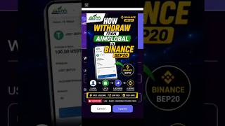 AimGlobal", "Binance BEP20", "USDT Withdraw", and "Step-by-Step Guide"