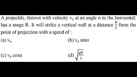 A projectile, thrown with velocity v0 at an angle α to the horizontal, has a range R. It will