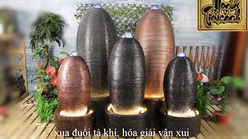 Cối đá thác nước phong thủy tài lộc NB19